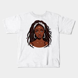 Afrocentric Woman with Braided Hair Kids T-Shirt